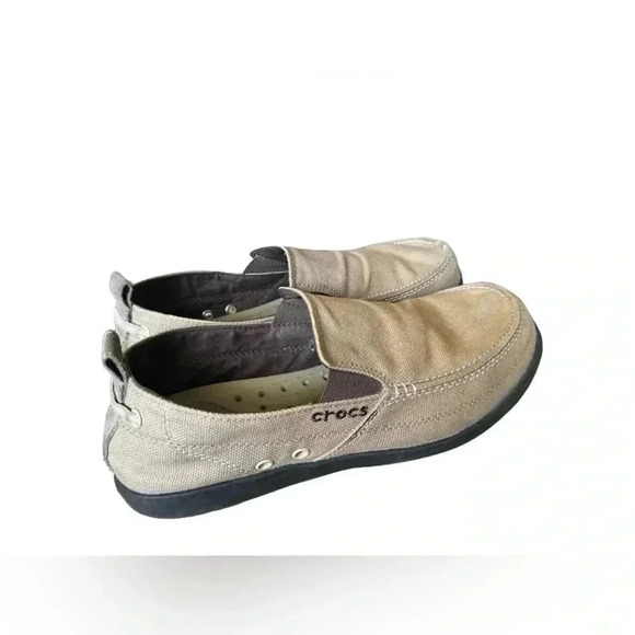 Crocs Men's Walu Slip On Loafer Casual Walking Shoes Khaki Espresso Size 10 - Picture 2 of 16